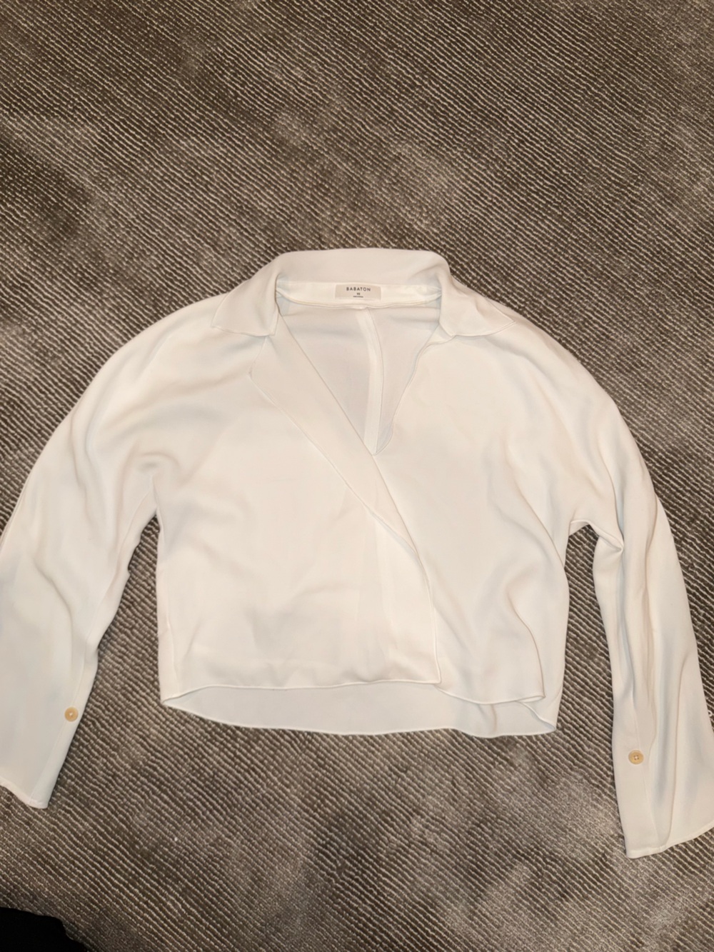 Babaton White Wrap-Front Button-Down Blouse
